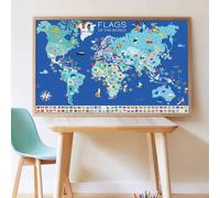 Poster Géant 200 Stickers Drapeaux Multicolore TU