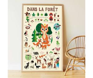 Poster géant 60 stickers forêt