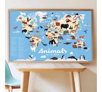 Poppik Kit d'autocollants Découverte Animaux du Monde à partir de 5 ans Kit Poster éducatif amusant pour enfants