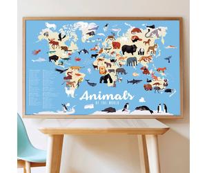 Poster Géant 67 Stickers Animaux Du Monde Multi-coloured TU