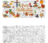 Poster géant à colorier pour Thanksgiving, 76 x 183 cm, papier d'activités de Thanksgiving pour décoration murale, nappe de fête sur le thème de l'automne et bannière d'art à faire soi-même pour