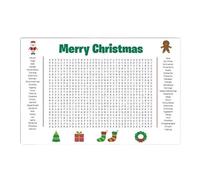 Poster géant de Noël avec mots de recherche de mots - 80 x 50 cm - Pour fête saisonnière - Jeu familial - Art mural - Puzzle - Activité pour les familles
