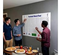 Poster géant de recherche de mots de football pour Thanksgiving et Noël, 91,4 x 61 cm, jeu mural avec 50 mots pour activités de fête en famille