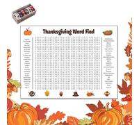 Poster géant de recherche de mots de Thanksgiving - 91,4 x 61 cm - Jeu de recherche de mots pour les familles - Grand Scrabble de vacances pour Thanksgiving et fêtes de Noël - Jeu interactif amusant