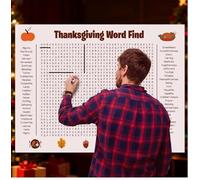 Poster géant de recherche de mots pour Thanksgiving et Noël, 91,4 x 61 cm, jeu mural avec 50 mots pour activités de fête en famille (Thanksgiving)