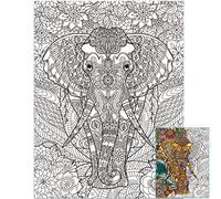 Poster géant éléphant à colorier pour enfants et adultes - 100 x 130 cm - Décoration murale vierge pour groupe scolaire, famille, activités artisanales