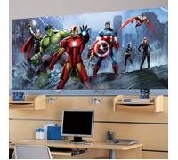 Poster géant équipe Avengers Marvel - Marvel - Pour les enfants - Rectangulaire - Bleu - H 90 x L 202 cm