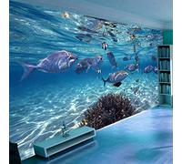 Poster Geant Mural Poissons Océaniques Du Monde Sous-Marin En Trois Dimensions 400X280Cm Poster Geant Photo Mural Intissé Autocollant Tableaux Muraux Salon Chambre Décoration
