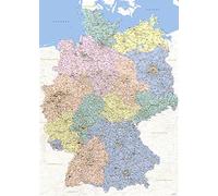Poster géant XXL - Carte de l'Allemagne - Poster éducatif 1:640.000 - Taille 100 x 140 cm - Version allemande