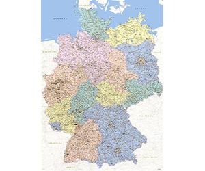 Poster géant XXL - Carte de l'Allemagne - Poster éducatif 1:640.000 - Taille 100 x 140 cm - Version allemande