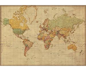 Poster géant XXL - Carte du monde - Version allemande antique - 1:30 millions - 140 x 100 cm - Version allemande vintage