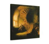 Poster giclée Philosophe en méditation par Rembrandt Harmenszoon Van Rijn - Reproduction d'œuvres d'art sur papier transparent - Décoration murale - 30 x 30 cm