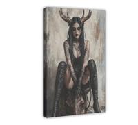 Poster gothique sorcière sur toile pour décoration de chambre à coucher, bureau, chambre, cadeau 40 x 60 cm