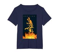 Poster Graphique AC/DC Music Band Bonfire T-Shirt, Femme Grandes Tailles, Bleu Marine, 5X