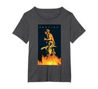 Poster Graphique AC/DC Music Band Bonfire T-Shirt, Femme Grandes Tailles, Chiné Foncé, 5X