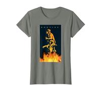 Poster Graphique AC/DC Music Band Bonfire T-Shirt, Femme, Vert Kaki chiné, XXL