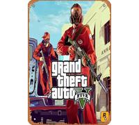 Poster GTA 5 Game Poster 10,2 x 30,5 cm - Plaque en métal rétro vintage pour maison, bar, pub, garage, décoration de film, cadeaux