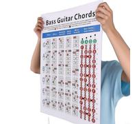 Poster Guitare Basse Débutant 41x57cm Référence Fingering(L 41x57cm) | 72 diagrammes d'accords, clés occidentales standard, aide visuelle rapide, idéal pratique quotidienne