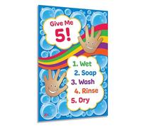 poster Handwashing for Schools | Wash Your Hands Sign for, Preschool, Daycare - Educational Bathroom Decor for Classroom, Clinic, Restaurant Back Area(Framed,12x18inch(30x45cm))