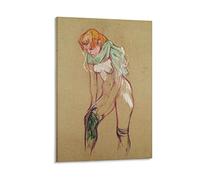 Poster Henri De Toulouse-Lautrec - Femme tirant vers le haut - Poster - Peinture murale sur toile - Décoration moderne pour chambre à coucher - 20 x 30 cm