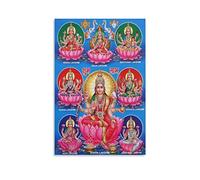 Poster hindouisme de la déesse Lakshmi - Dieux indiens religieux - Culture - Impression sur toile - Art mural moderne - 30 x 45 cm