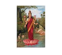 Poster hindouisme de la déesse Lakshmi - Dieux indiens - Rituel religieux - Décoration murale - Pour chambre à coucher, décoration d'intérieur - 30 x 45 cm