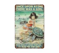 Poster hippie en métal - Décoration rétro bohème - Cadeau de jardin et panneau amusant pour salle de bain avec scènes esthétiques et ludiques - Plaque vintage pour les amateurs de tortues de mer et de