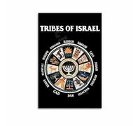 poster Historical Chart: The 12 Tribes of Israel - Biblical Genealogy & Territory Map, Educational Wall Art Print for Academic Study, Theology Library & Research(Framed,12x18inch(30x45cm))