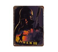 Poster Hitman 3 - Agent 47 - Jeu vidéo rétro - Plaque en métal - Art chic - Peinture sur fer - Pour bar, personnes, grotte, café, famille, garage - Décoration murale - 30 x 40 cm