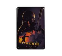 Poster Hitman 3 - Agent 47 - Jeu vidéo rétro - Plaque en métal chic - Peinture en fer - Pour bar, personnes, grotte, café, famille, garage - Décoration murale - 20 x 30 cm