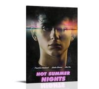 Poster Hot Summer Nights - Impression sur toile - Esthétique - Vintage - Peinture décorative pour salon, chambre à coucher - 20 x 30 cm - Style cadre