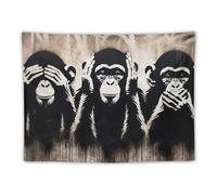Poster humoristique avec trois singes astucieux - Impression murale - Tapisserie - Idée cadeau - Esthétique - 76,2 x 101,6 cm