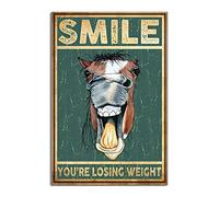 Poster humoristique en métal avec inscription « Horse Smile You are lose weight » pour décoration d'intérieur, 20,3 x 30,5 cm