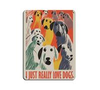 Poster humoristique en métal avec inscription « I Love Dogs » - Décoration murale rétro - 30 x 40 cm