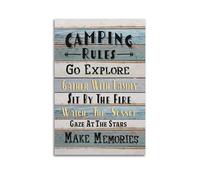 Poster humoristique sur toile avec citation des règles de camping pour chambre, salon, étude, esthétique et décoration, style sans cadre, 30 x 45 cm
