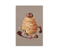 Poster illustré peint avec un chiot et noisette - Décoration murale moderne - 30 x 45 cm - Sans cadre