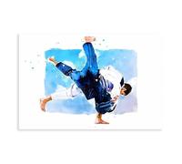 Poster illustré sur toile de judo et d'aïkido - Décoration de chambre à coucher, bureau, chambre - Cadeau sans cadre : 30 x 45 cm