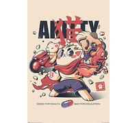 Poster Ilustrata Akitty - Dimensions : 61 x 91,5 cm + 2 barres d'affiche en plastique de 62 cm - Noir