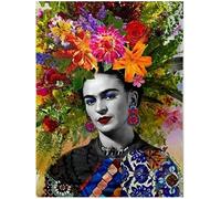 Poster Image Print Art, Vintage Flowers Woman Frida Kahlo Self-Portrait Painting for Wall Artwork, Modern Aesthetic Room Decor for Girls Women Home Bedroom, Frameless,40×60cm
