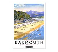 Poster Impression Oeuvre Barmouth Nord du Pays de Galles, Tableau Impression Murale Paysage Plage, Affiches Chemins de Fer Britanniques, Art Mural UK Vintage, Décoration Maison Salon, Sans Cadre