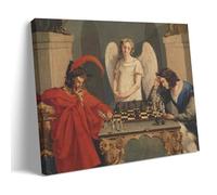 Poster imprimé Die Schachspieler (The Chess Players) de Moritz Retzsch - Impression sur toile - Décoration murale moderne - 20 x 30 cm