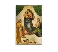 Poster imprimé Madonna Sixtine (1512) par Raphael Artists Works - Impression artistique murale à suspendre - Décoration de chambre à coucher - 30 x 45 cm