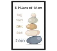 Poster imprimé piliers de l'islam - Art mural islamique - Affiche éducative islamique - Décoration de chambre musulmane - Décoration murale pour chambre d'enfant musulmane - Art mural pour décoration