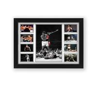 Poster imprimé signé Muhammad Ali - Édition limitée - Cadeau pour les fans - Marchandises souvenirs de collection (encadré A4 (30 x 21 cm)