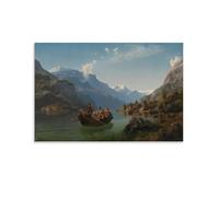 Poster imprimé sur toile « Bridal Procession on The Hardangerfjord Adolph Tidemand » (30 x 45 cm)