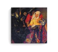 Poster imprimé The Procuress By Johannes Vermeer Artists Works - Impression sur toile à suspendre - Idée de décoration d'intérieur - 60 x 60 cm
