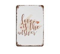 Poster inspirant Love Is The Answer - Poster rétro en métal - Décoration murale - 20 x 30 cm