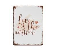 Poster inspirant Love Is The Answer - Poster rétro en métal - Décoration murale - 30 x 40 cm