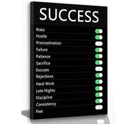 Poster inspirant Success Patient Consistency Hard Work Risk Inspirant Art mural auto-motivant Toile Noire Décor Devant Citations Encourageantes Cadeau Entrepreneur Art Mural Bureau Cassroom Salon 16
