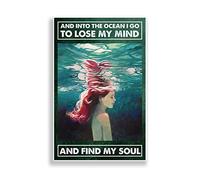 Poster « Into The Ocean I Go » « Find My Soul » vintage pour décoration de maison, garage, cadeau, plaque en métal, 15,2 x 20,3 cm